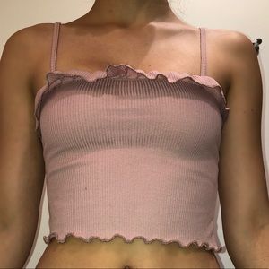 💜PrettyLittleThing pink/mauve crop ruffle top